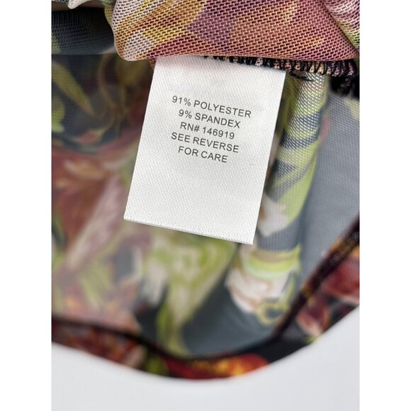 Rachel By Rachel Roy Mesh Floral Sleeveless Faux Wrap Black Multi Medium NEW - Picture 5 of 6
